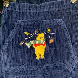 Vtg Winnie Pooh Bear Fall Leaves Corduroy Overalls Size XL 36" Waist Disney